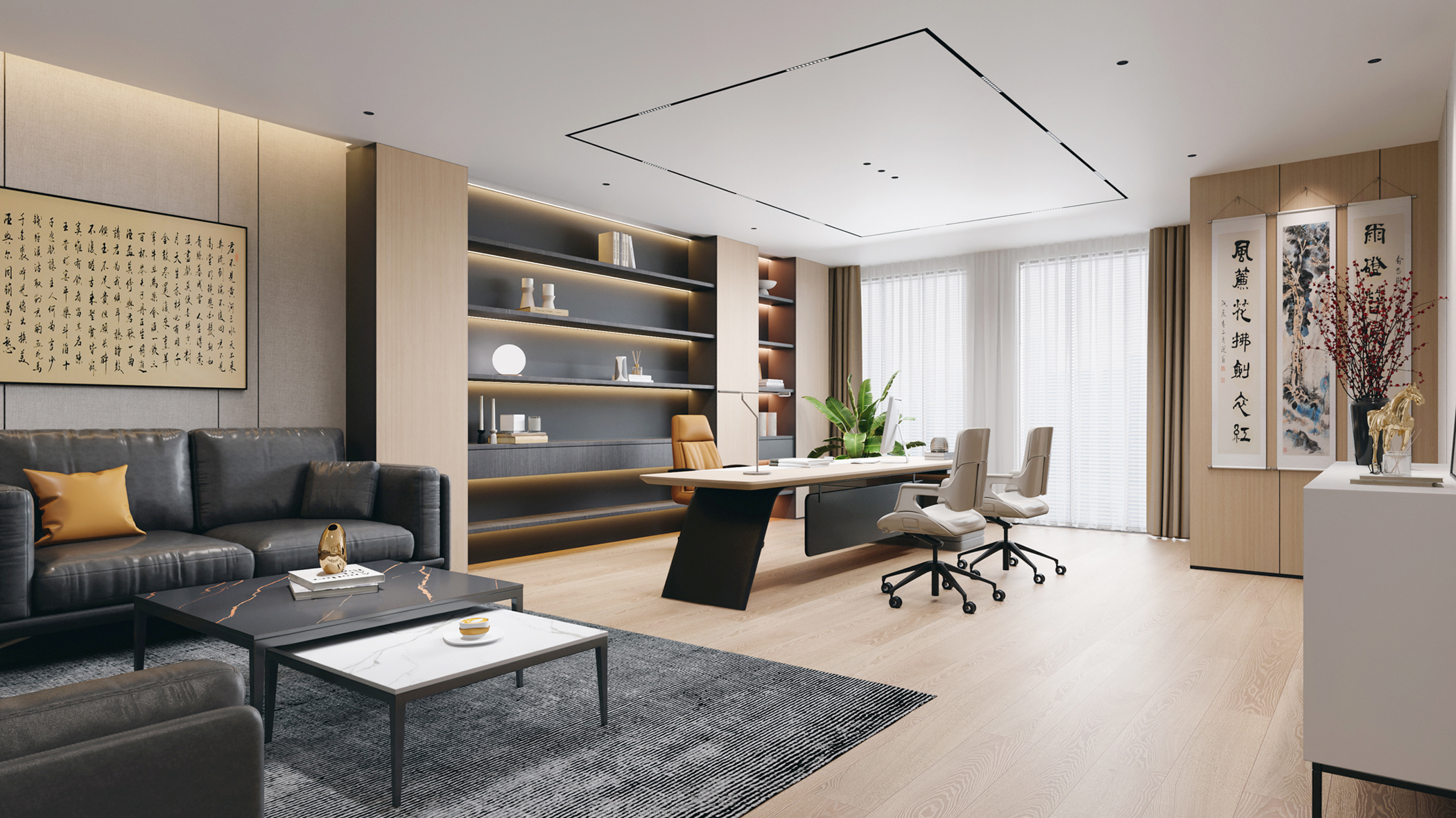 老板、董事长、总经理办公室装修注意事项(图1) 徽商办公室 副本.jpg