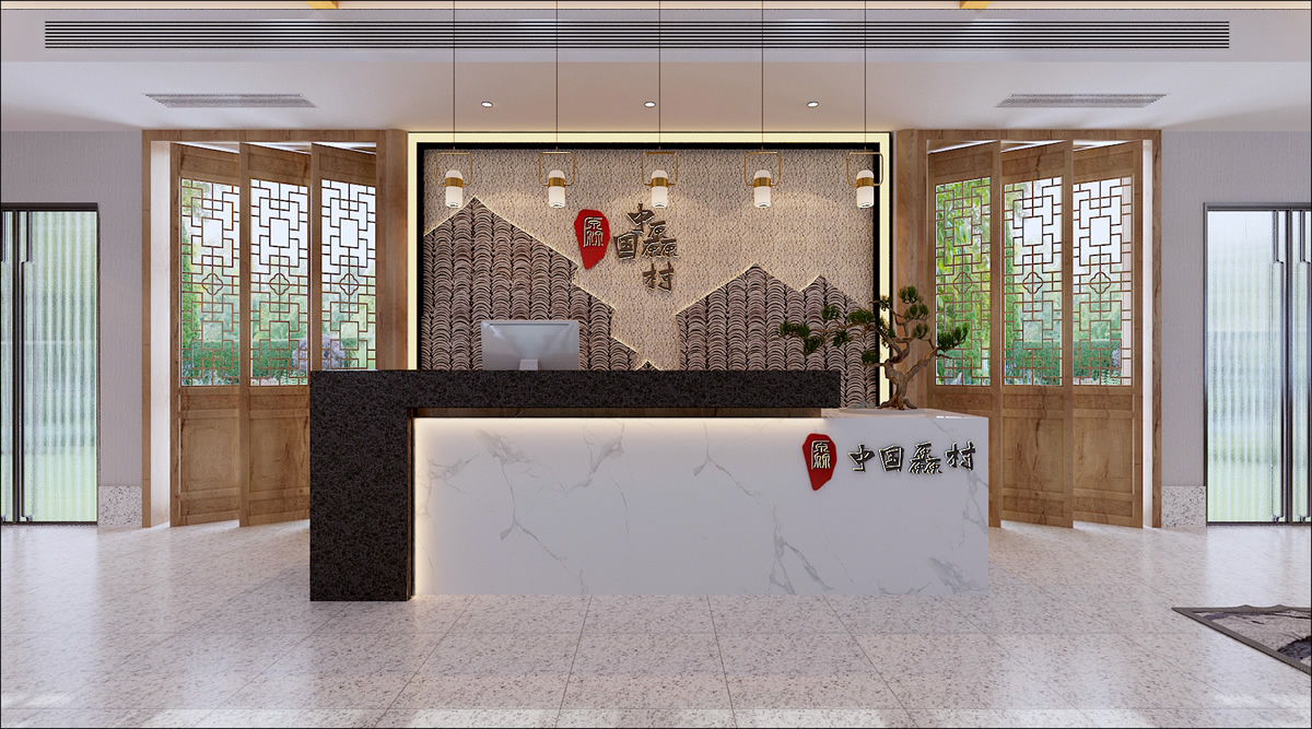 厵村民宿CG02接待大厅装修